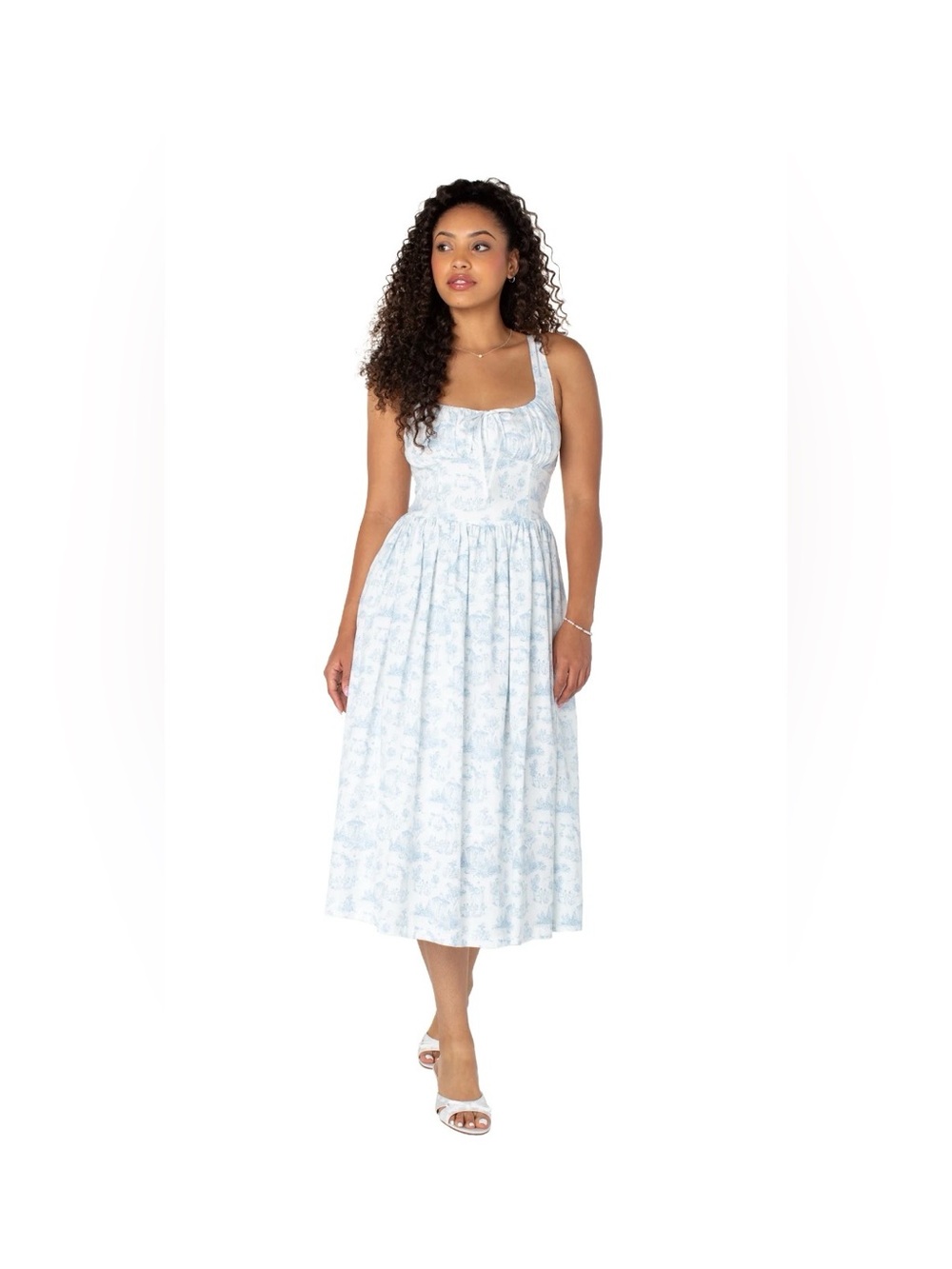 NWT Bridgerton Celebrity Pink Basque Waist Midi Toile